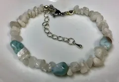 天然石ブレスレット ホワイトムーンストーン ラリマー 16cm新品