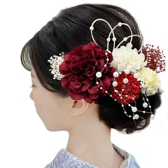 【新品】 Baramoly 髪飾り ダリア 和装 着物 浴衣 プリザーブドフラワー 造花 花飾り 祭り 花火大会 成人式 結婚式 卒業式 七五三 ウエディング 謝恩会 かわいい 簡潔 髪留め 1