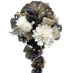 【新品】 髪飾 成人式 前撮り ダリア アジサイ リボン 卒業式 入学式 カスミ草 パールチェーン ローズ ホワイト ゴールド ブラック レッド 結婚式 和装 ヘアアレンジA2511000702 0