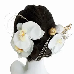 【新品】 [lalabeauty] 胡蝶蘭 髪飾り 成人式 髪飾り 和婚 結婚式 白無垢 和装ヘアアクセサリー 浴衣 Uピン式 つまみ細工 振袖向け 卒業式 着物 花嫁 七五三 ヘッドドレス 前撮り 和玉 水引 花嫁 卒業式 着物 和服 髪飾りセット 1