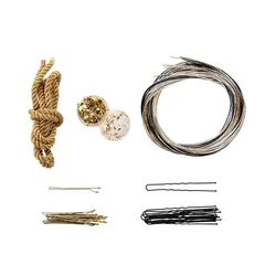 【新品】 [OTAKUMARKET] 成人式 髪飾り 水引 紐 金箔 ピン セット ヘアアクセサリー 卒業式 振袖 袴 七五三 浴衣 ヘアアクセサリー 金箔ヘア 金 ゴールド 成人式前撮り 振袖 着物 和装 卒業式 結婚式 花嫁 ヘッドパーツ (黒白金銀) 0