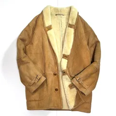70s-80s 本場スペイン産イタリア製 ヴィンテージ 肉厚 本革 シープスキン ショールカラー スエードムートンジャケット 【L-XL相当】【キャメル】羊革 レザーコート リアルスエードレザームートンコート VERO SHEARLING v21123409