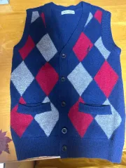 ビーンポール アーガイル CHECK ベスト ネイビー キッズウール 130サイズ