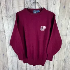 OLD GAP 90s ギャップ バーガンディー ラムウール ロゴ 刺繍 短丈 ニット セーター レディース L サイズ