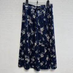 105 GU フラワー ベルベット ロング スカート M
