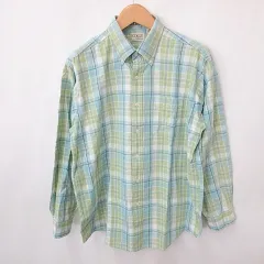 エルエルビーン L.L.BEAN シャツ カジュアル 長袖 ボタンダウン チェック柄 綿 緑 青 グリーン ブルー L