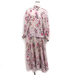 ジルスチュアート JILL STUART セットアップ ブラウス プリーツスカート フラワープリント シフォン S スモーキーピンク /FT4