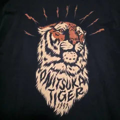 L) オニツカタイガー ブラック タイガー 半袖 Tシャツ