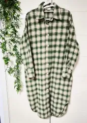 #チェックロングシャツ #ロングスリーブシャツ #シャツワンピース #ウールロングスリーブシャツ