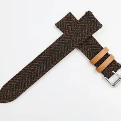 【20mm‐18mm】ダークブラウン チェック 腕時計革ベルト