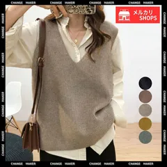 【送料無料】リブニットベスト レディース Vネック ニットベスト 韓国 ニットチョッキ ノースリーブ ニット トップス 重ね着風 レイヤード レトロ 体型カバー ニットジレ 20代 30代 無地 プルオーバー 秋冬 新品 未使用 CH83XXGY-001