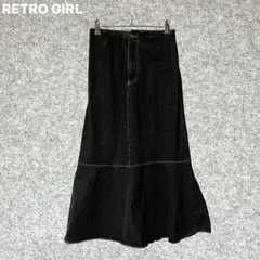 RETRO GIRL ブラックデニム フレアロングスカート Fサイズ