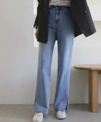 (新品) ライトブルー サイドスリット デニム S