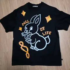 os) Open Yy NewJeans（ニュージーンズ・ニュジ） BUNNY ブラック 半袖Tシャツ