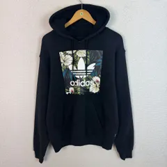 adidas アディダス パーカー 花柄 ボックスロゴ ブラック Mサイズ メンズ 古着 ストリート スケーター