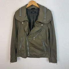 THE TWELVE ザ・トゥエルヴ ライダースジャケット 無地 カーキ 50サイズ メンズ 古着 モード ミリタリー