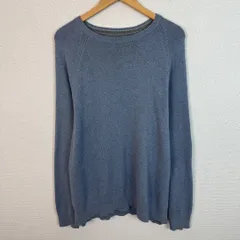 Eddie Bauer エディーバウアー ニット セーター 無地 ブルー Mサイズ メンズ 古着 アウトドア アメカジ　アースカラー