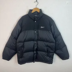 90s Reebok リーボック ダウンジャケット ロゴ刺繍 ブラック Lサイズ メンズ 古着 ストリート スポーツMIX アメカジ