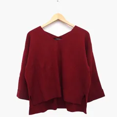 イング INGNI ニット セーター 長袖 Vネック ロングテール 無地 シンプル ロールアップ サイドスリット M ボルドー 赤 /HT28