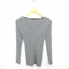 デュラス DURAS ニット セーター Vネック ボーダー ウール混 長袖 F ネイビー アイボリー 紺 /TT27