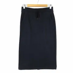 ユニクロ UNIQLO ボア スウェット スカート ストレッチ バックスリット ミディ丈 M 紺 ネイビー