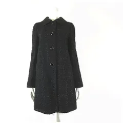 クミキョク 組曲 KUMIKYOKU コート ステンカラーコート ツイード ウール グリッター ラメ チェック L 3 黒 ブラック