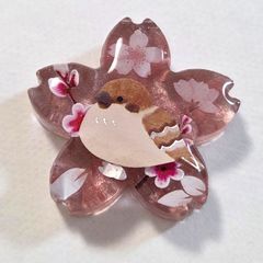 すずめ桜レジンアクセサリー✨ すずめアクセサリー すずめグッズ レジンすずめ 雀アクセサリー 桜アクセサリー 鳥グッズ レジン鳥 鳥レジン 鳥アクセサリー 雀ブローチ すずめブローチ 雀ポニーフック