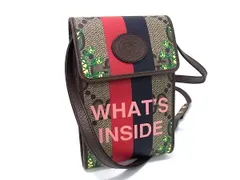 ■美品■ GUCCI グッチ 673247 GG柄 GGスプリーム PVC×レザー フラワー 花 クロスボディ ショルダーバッグ ブラウン系 CB1946