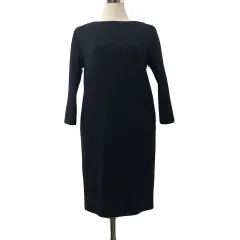 ボールジー BALLSEY トゥモローランド ワンピース Iライン 膝丈 無地 ウール 長袖 38 紺 ネイビー