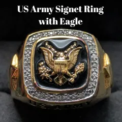 【最終価格】メンズ Danbury Mint US ARMY イーグル 14KGP ミリタリーリング 記念シグネット 23号 24.2gのサムネイル