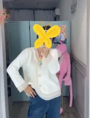 アイボリー シースルー レイヤード カーディガン