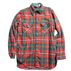 USA製 Woolrich ウールシャツ チェック柄 レッド×グリーン Mサイズ 90s 裏地付き アメカジ アウトドア 古着
