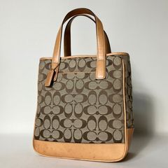 良品】COACH コーチ トートバッグ シグネチャー キャンバス レザー 茶 