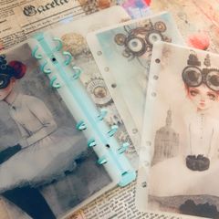 新作◎パンクな彼女 A6 savingリフィル 5枚 ジャーナル 貯金チャレンジ 両面印刷◎女の子 スチームパンク 貯金 バインダー 6穴対応 書き込み可能 ハンドメイド 封筒 韓国