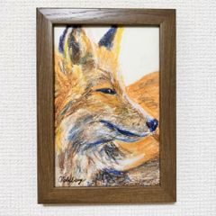 チョビベリー作 「朝のキツネ」水彩色鉛筆画 ポストカード