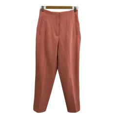 ザラ ZARA パンツ テーパード ロング タック 無地 USA S ピンク