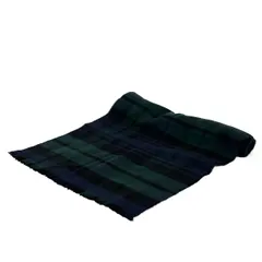 johnstons of elgin(ジョンストンズ) ストール(ショール)美品  - ダークネイビー×ダークグリーン×マルチ チェック柄 ウール