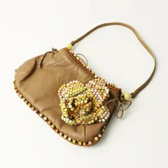 アッシュペーフランス ジャマンピュエッシュ Jamin Puech カラフルフラワー装飾 レザーミニバッグ ベージュ┃かばん【2400014719734】のサムネイル