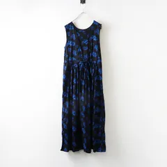 シップス SHIPS フラワープリントノースリーブワンピース 36＼ブラック ギャザー フレア ドレス 花柄【2400014723434】