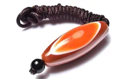 【１点物】チベット産 赤天眼石　46x17(丸玉8)mm　天珠手編み ペンダントネックレス パワーストーン 天然石 _PC7677