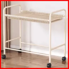 【数量限定】スラックハンガー 大容量 20本掛け パンツハンガー スイング式 キャスター付き [Goswave] 出し入れカンタン ハンガーラック 床置きズボン棚 軽量 頑丈 コンパクト 収納 省スペース 簡単組み立て (ベージュ 幅60cm 20本掛け)