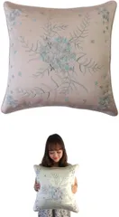 八王子Cufa ブーケー ピンク クッションカバー 高級 サテン生地 刺繍入り エレガント インテリア ギフト プレゼント用 (ペパーミントグリーン,  50cmx50cm(1 枚組))