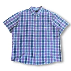 CHAPS 챕스 オーバーサイズ パープルブルー CHECK チェック ワンポケット 半袖 シャツ XXL