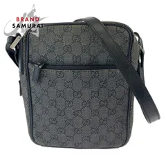 GUCCI グッチ グレー ブラック シルバー金具 GGキャンバス 3136 ショルダーバッグ ポシェット レディース 503723【中古】