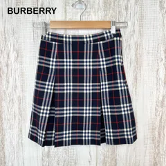 90s BURBERRYS ヴィンテージ バーバリー ノバチェック ウール ボックスプリーツ スカート 150cm ネイビー