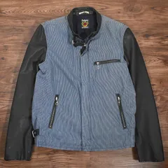 ショット　schott　レザー　切り替え　シングルライダースジャケット　羊革　タイト　Lサイズ