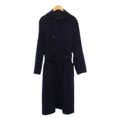 【中古】ヨウジヤマモトプールオム ツイルフランネルJラウンドカラーコート アウター ロング丈 ウール ベルト 1 紺 ヨウジヤマモトプールオム YOHJI YAMAMOTO POUR HOMME TWILL FLANNEL J