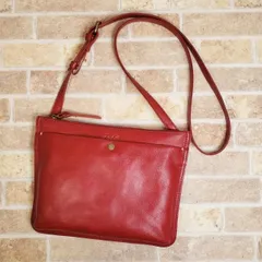 超美品 ダコタ Dakota ☆ レザー サコッシュ ショルダーバッグ 薄マチ レッド系