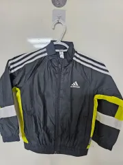 アディダス ウィンドブレーカー ジャケット ブラック/蛍光 キッズ用 120