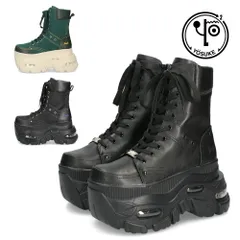 ヨースケ 厚底ハイカットスニーカー レースアップ サイドファスナー 靴 レディース YOSUKE 4460114 レースアップ 幅広 3E ブラック 黒 ブーツ 厚底ブーツ